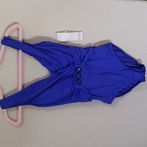 NWT Badgley Mischka Swimsuit One Piece Size 6 Blue